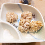 喜月 - 白子焼き。相方さんと友人が注文、目をまるくして喜んでいました