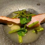 リストランテ チョッコ - 金目鯛の鱗焼き。奥歯が美味しいやつ！