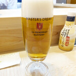 喜月 - 生ビール600円。乾杯のプレモルです。あとはすべて伝心の冷酒を……何本飲んだのかなあ……