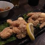 縁家 - 2015.1. テッチャンとミノ唐揚げ半分づつ