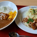 ジョイフル - 料理写真:日替りランチ（豚肉のにんにく醤油＆唐揚げ）＆ランチセット限定！カレー（ライス大盛り）