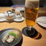 炭火串焼 鶏魚 - 牡蠣とお浸し