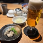 炭火串焼 鶏魚 - 牡蠣とお浸し