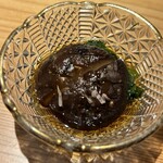 炭火串焼 鶏魚 - しいたけと春菊のお浸し