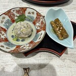 アジ好きですか？ - 前菜2品　ツミレ&ゴボウ