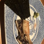 KAN - 初喫食の鰻の白焼き。蒲焼もいいが素材そのままの白焼きをわさびで頂くのも乙なもの。