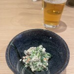和処 あかつき - 付き出しは菜の花入りの白和え♪