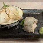 居酒屋 ほがら家 - ホッキ貝、ヒラメえんがわ