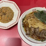 中華そば ふじい - 料理写真:■半チャーハン定食(かしわそば)¥1,200