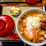 食堂きかく - サバだしラーメン＋半ソースかつ丼