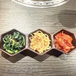 焼肉うしふじ - 自家製キムチ・ナムル3種盛り合わせ