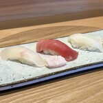日本料理 貴漸 - 寿司(淡路島の平目、気仙沼の天然本鮪、ハリイカ)