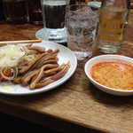 豚の味珍 - 耳細切り豆腐にやかんキリンレモン！