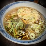 大谷製麺工場 - 山菜雲谷そば480円＋かきあげ90円