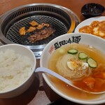 焼肉冷麺やまなか家 - よくばりセット　あぶりカルビ　豚ホルモン