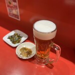 カドヤ食堂 - 生ビール 特製ニラキムチ