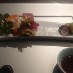 日本料理 旬彩 - お造里三種盛り  あしらい