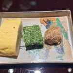 蓬左茶寮 - 出汁巻玉子、青さ海苔の佃煮、叩き梅