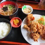 国境食堂 - から揚げ定食(ミニそば付き)　1850円(税込)
