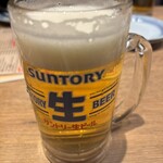 餃子酒場 肉汁とっつぁん 上野店 - まずは生ビール！しっかりジョッキで329円（税抜）は、絶対お得！！