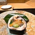 おみ乃 椿 - むね肉の太巻き きゅうり 牛蒡 セリ ◎めちゃくちゃ美味しい！この段階での冷たいお料理はアクセントになってめっちゃ良い