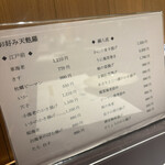 天ぷら新宿つな八 - メニュー表1