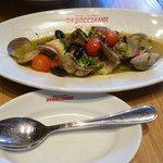 ダ・ボッチャーノ - 愛媛産伊達真鯛のアクアパッツァ：スープが美味しい！オリーブの実がゴロゴロ入ってます