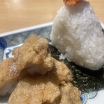 煮干しのビリー - 明太子トッピング塩唐揚げアップ