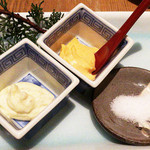 雨後晴 - 温野菜につけるマヨネーズ・ウニマヨネーズ・お塩