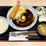 こだわりとんかつ かつき亭 - トンテキ（1,380円）&海老フライ（470円）