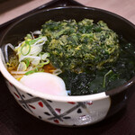 狭山そば - 春菊天そば@税込590円＋温泉玉子@税込90円