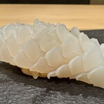 鮨 こん藤 - 白イカ 塩と酢橘で
