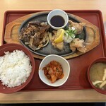 ジョイフル - 料理写真:牛焼肉とおろし唐揚げ定食