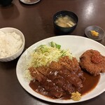 とんかつ ひろ喜 野江店 - ロースとんかつ＆海老クリームコロッケ定食