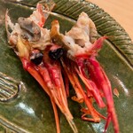 木挽町 とも樹 - ぶどう海老の頭を焼きました