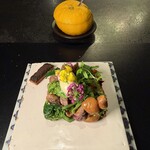 Alternative - ベキャスの西京焼き風
      季節の野菜
      アンチョビのクリーム
      レバーペースト