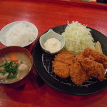 薩摩 茶美豚 とんかつ 花 - 牡蠣フライ＆ヒレかつ＋ごはん＋豚汁