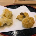 蕎麦とカフェ ひととき - ふぐと湯葉の天ぷら