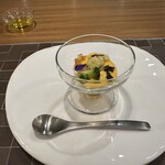 コレドール湯河原 Dog&Resort - 先付：帆立貝と赤海老のタルタルと人参のムースリーヌ