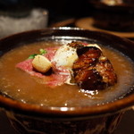 龍吟 - 讃岐オリーブ牛陶板 ”すき焼き” 仕立て ”フォアグラ” を織り交ぜて 2015.1.x