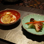 龍吟 - ”雲子焼”(向かって左）と ”龍吟カラスミ” ”ばちこ” 2015.1.x