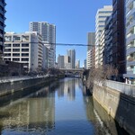 あげ福 - お店の前の目黒川(2026年1月31日撮影)