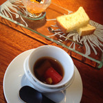 麻布淺井 - ウニとキャビアブリオッシュ添え
      京野菜のコンソメポトフ