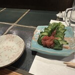 活魚 いきおい - 梅クラゲとキュウリ