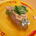 スシロー - 料理写真:煮切り醤油漬けびん長キチマヨのせ