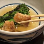 とり やまもと - 菜の花＆こごみ＆ぼんじり、土佐酢掛け