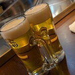 鉄板二百℃ 西新宿店 - 間違えて生ビールから始めてしまった^^;！。