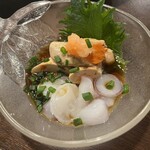 金町製麺 - 生タコとあん肝ポン酢