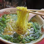 餃子の店 蘭州 - 2015.1にんにくの葉ラーメンに香菜のせ