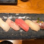 美乃鮨 - 料理写真:握り(鯵、平目、中トロ、のどぐろ、アオリイカ)